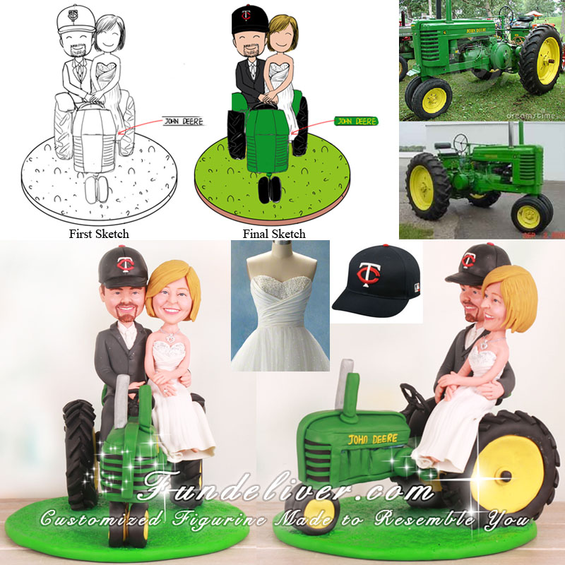 John Deere G Tractor Wedding Cake Toppers